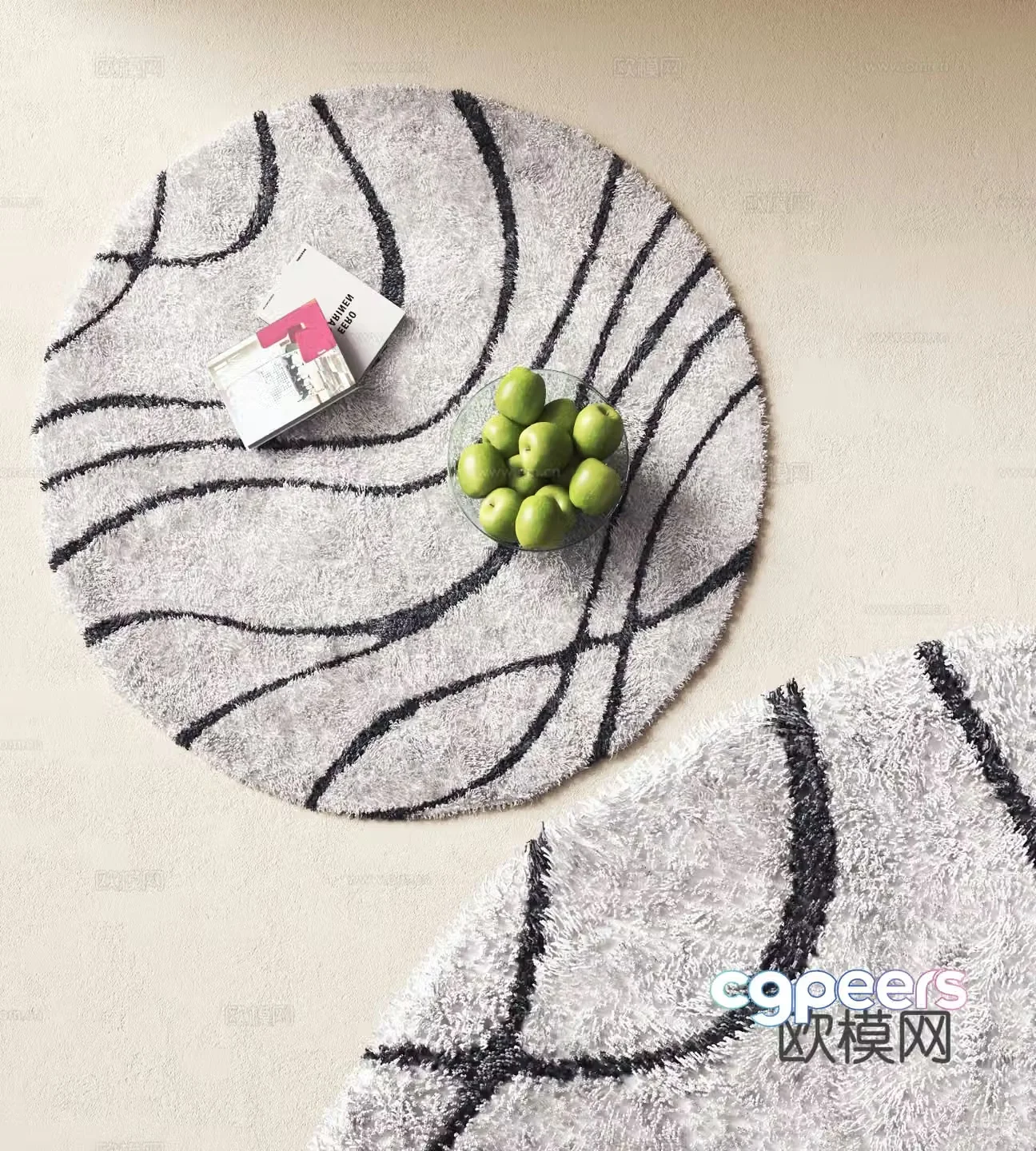 Plush carpet round carpet 3d model
