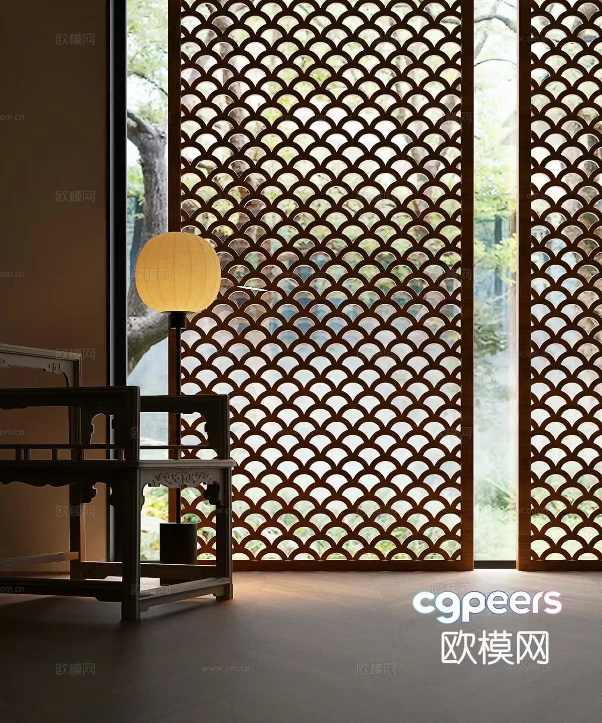 New Chinese-style screen Song’s aesthetic screen 3D model