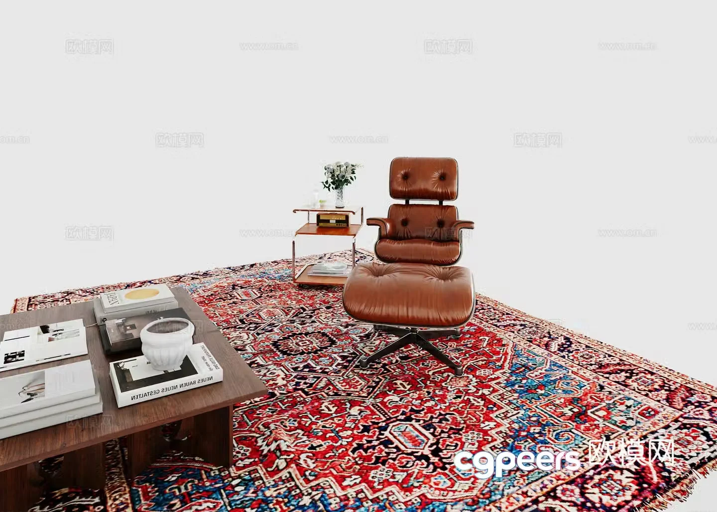 Modern leisure leather chair recliner 3d model