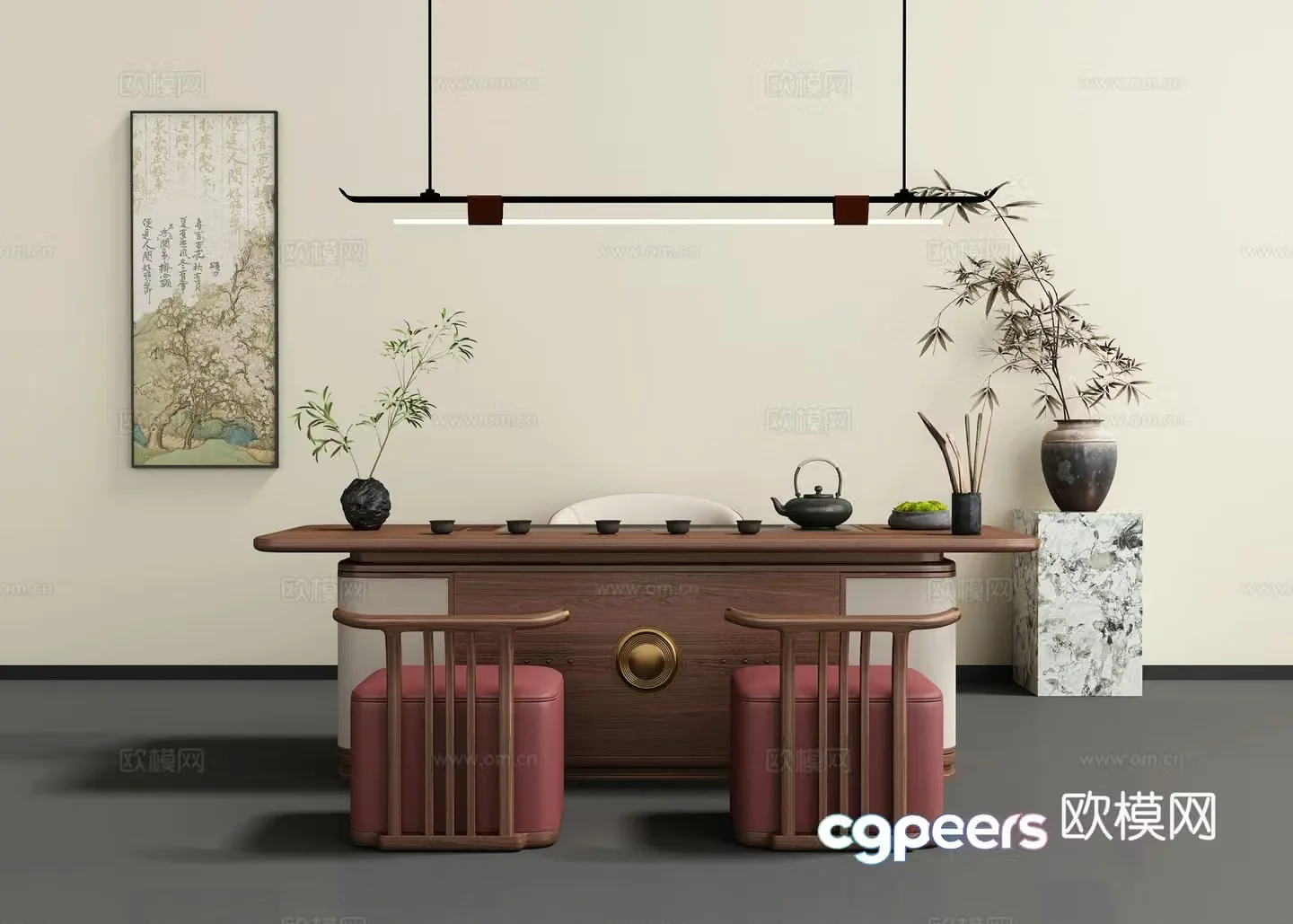 New Chinese style tea table and chair 3D model