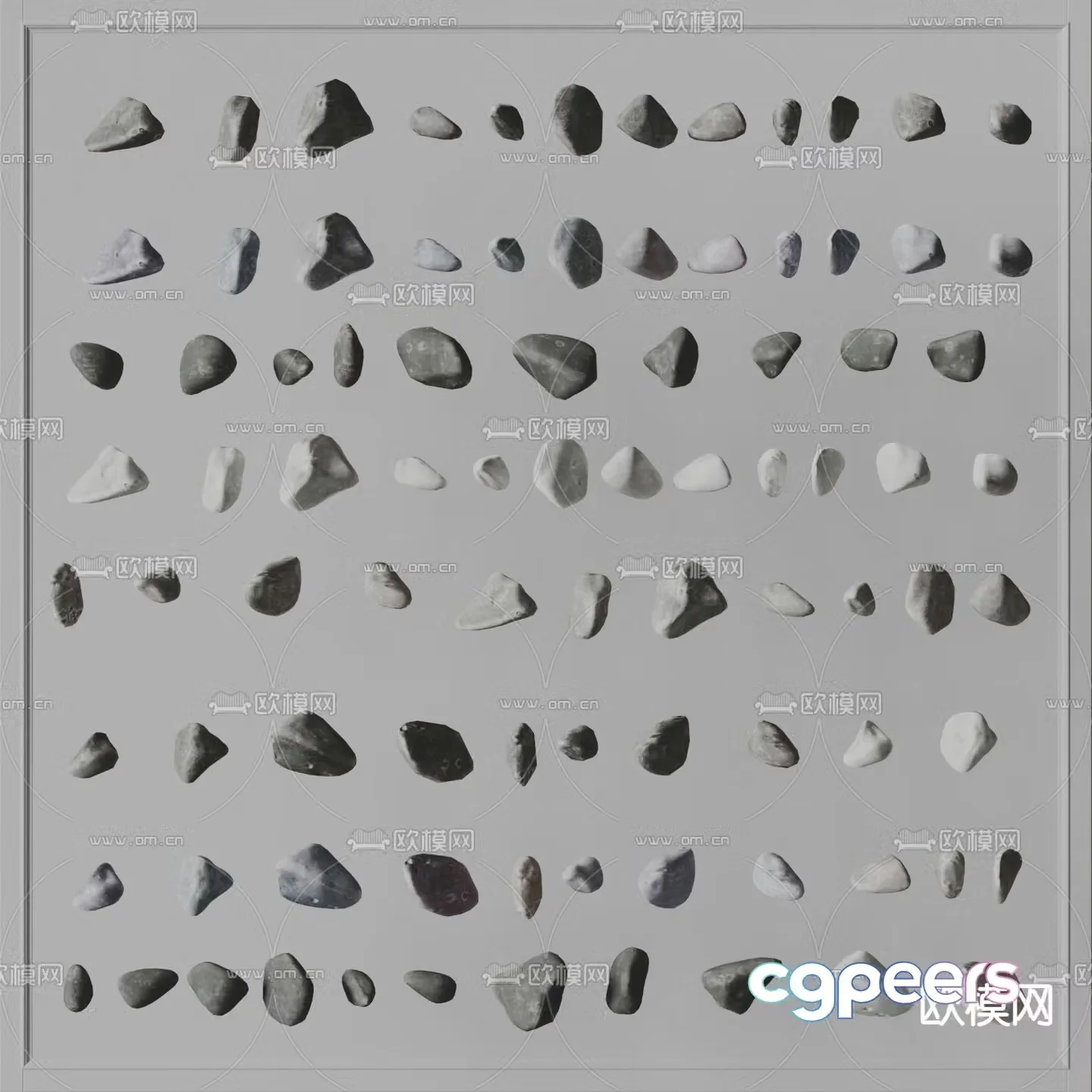 Folia modern stone cobblestone rock 3d model
