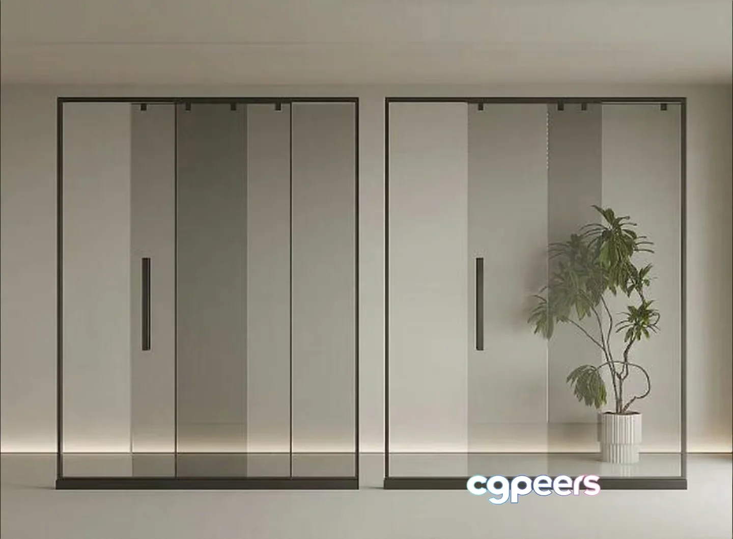 Modern Glass Doors 3D Model – 12133 – VRAY Render