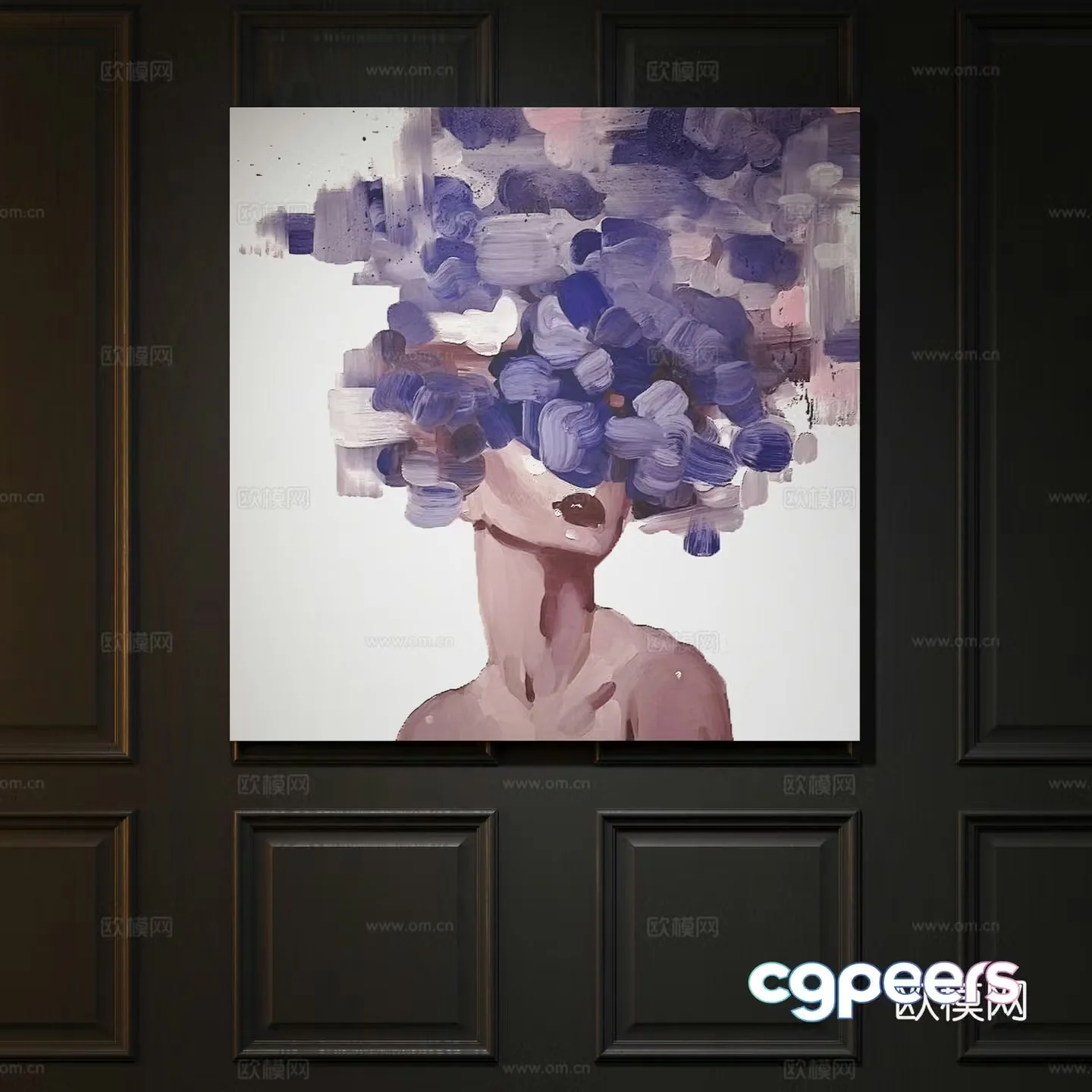 Modern art figure painting decorative painting 3d model