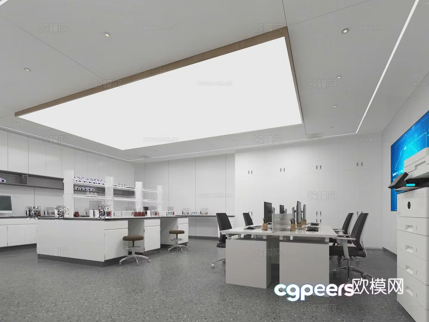 Modern laboratory physical and chemical room 3d model