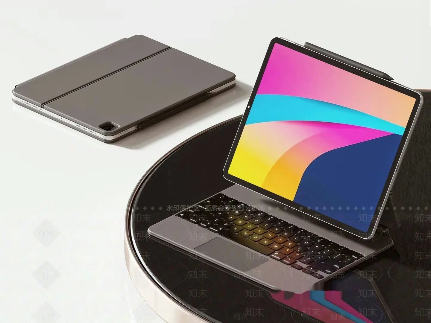 A Laptop With A Colorful Screen 3D Model – 14095 – VRAY Render