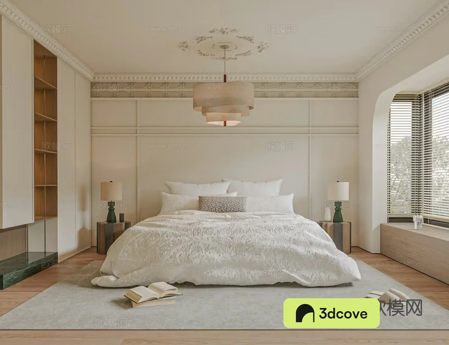 French bedroom bed nightstand accessories curtains carpet