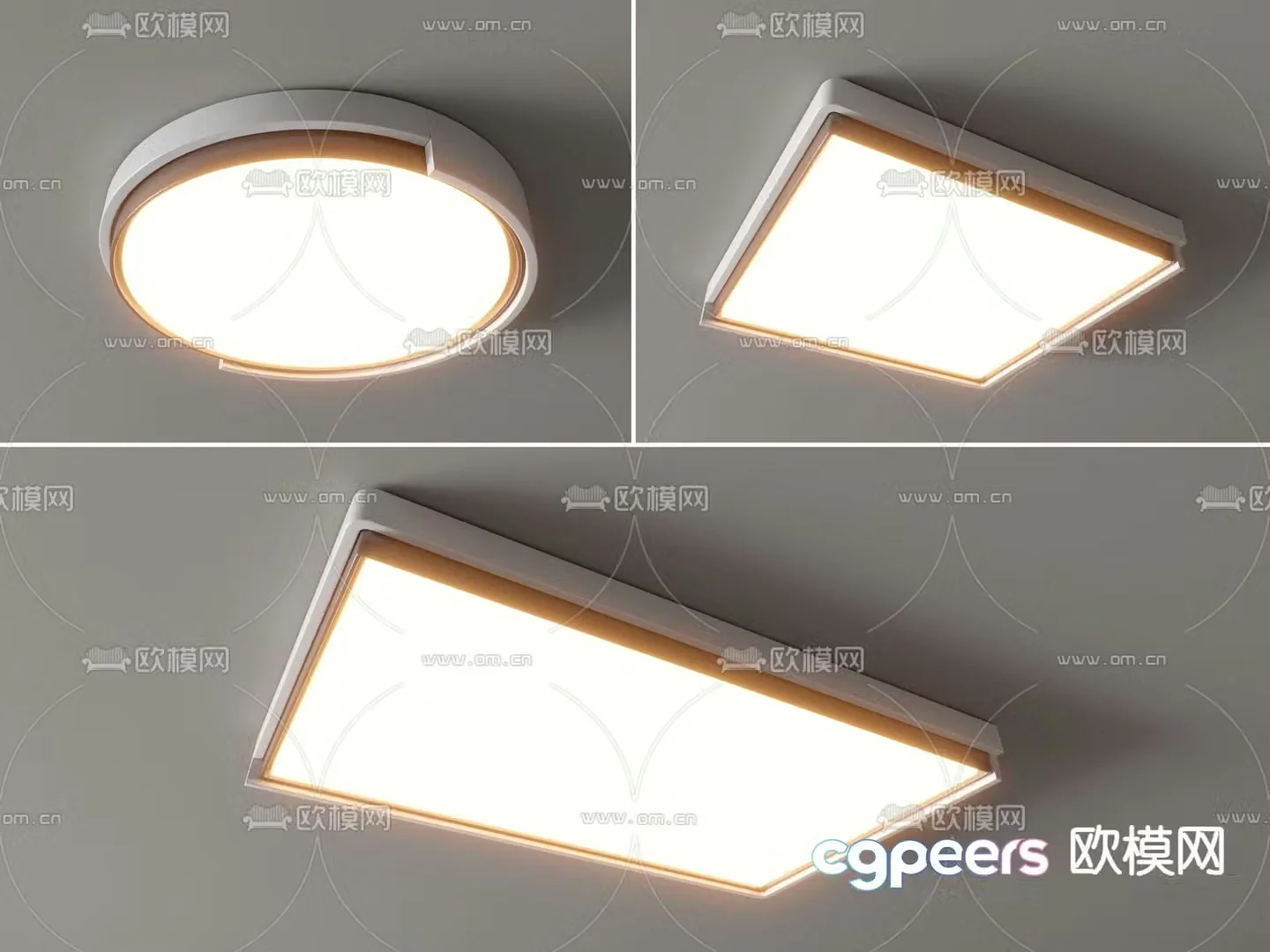 Square ceiling lamp Round ceiling lamp 3d model