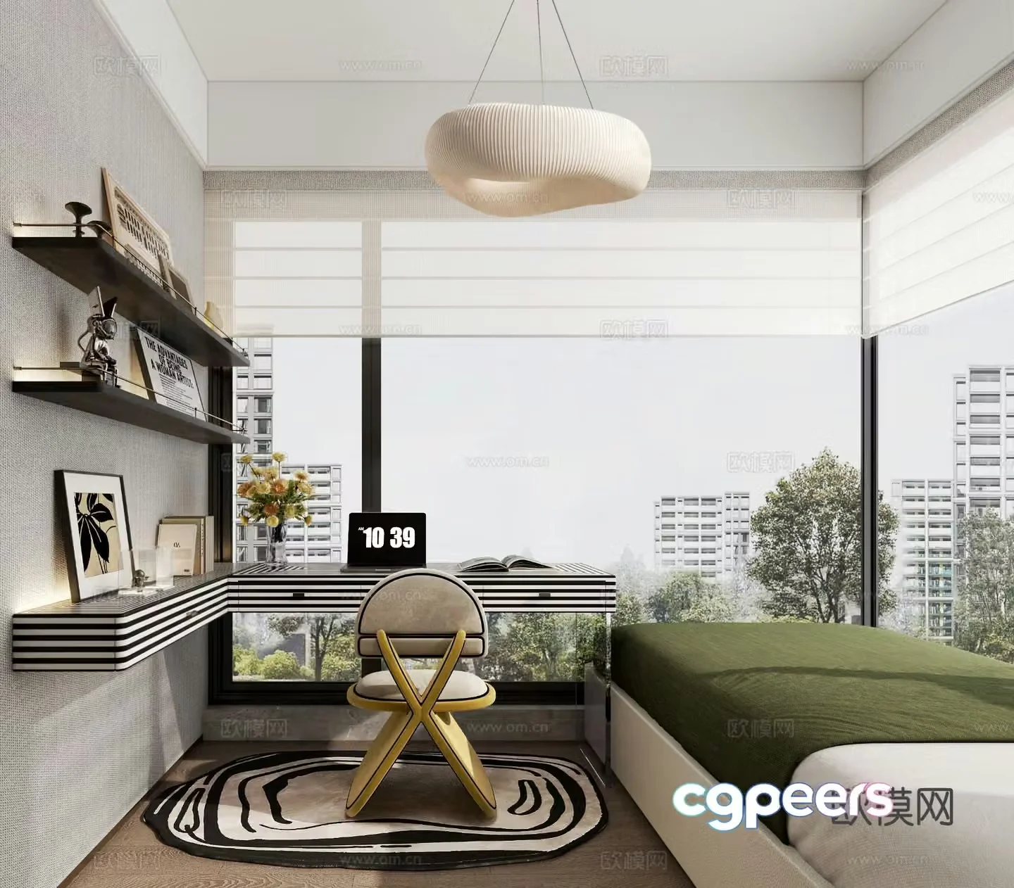 Modern study room 3d model
