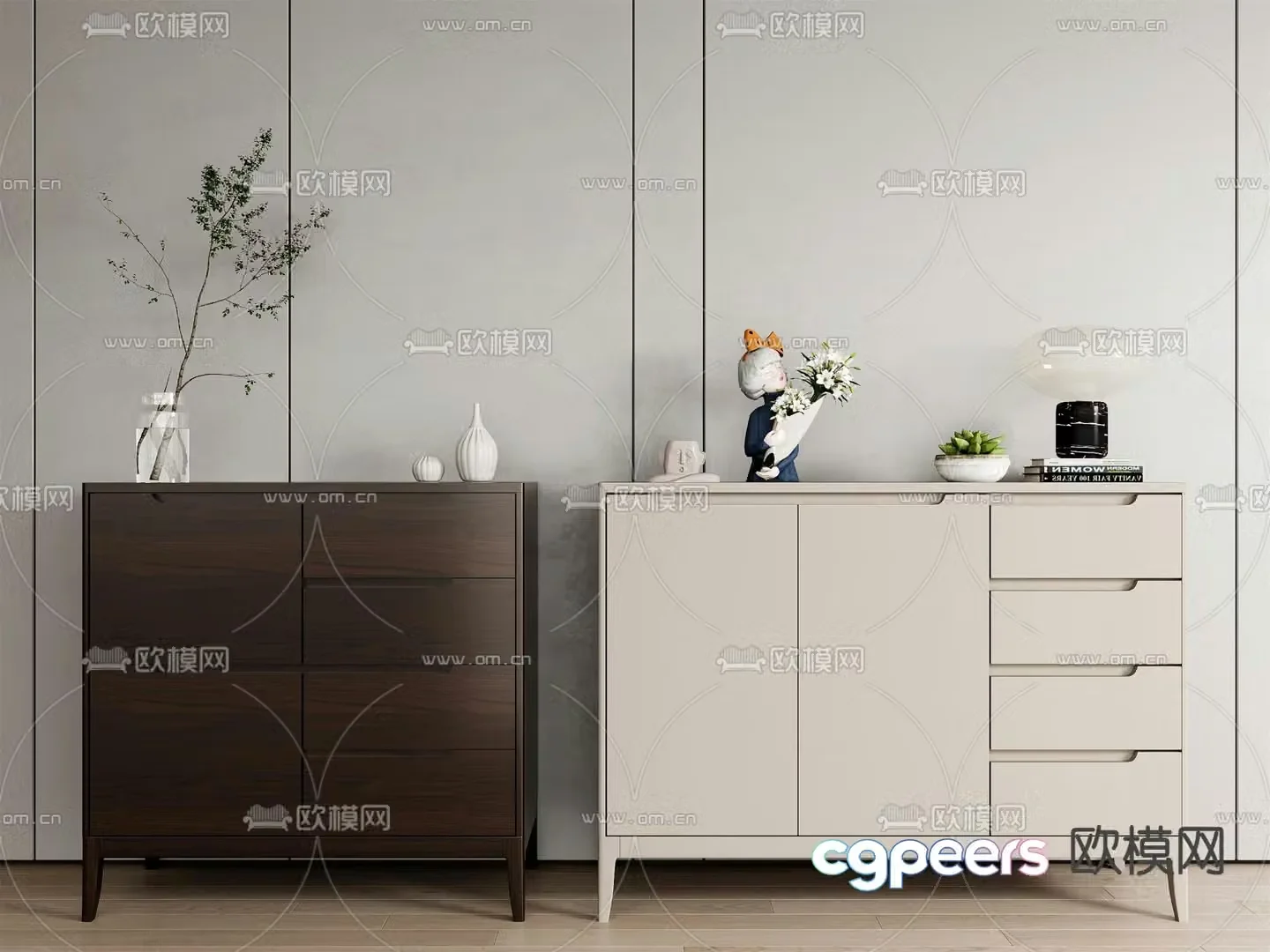 Modern chest of drawers side cabinet 3d model