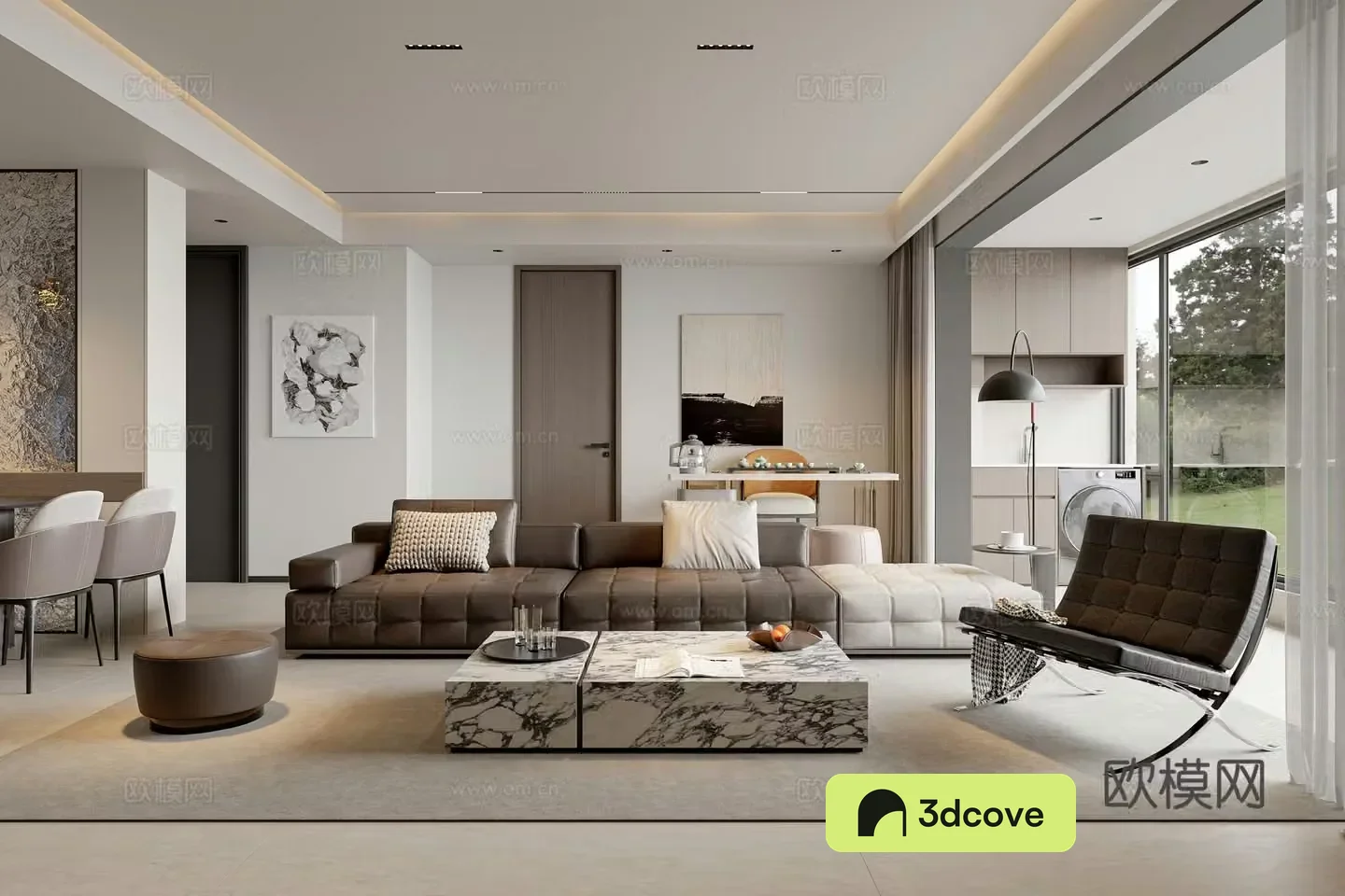 Modern living and dining room