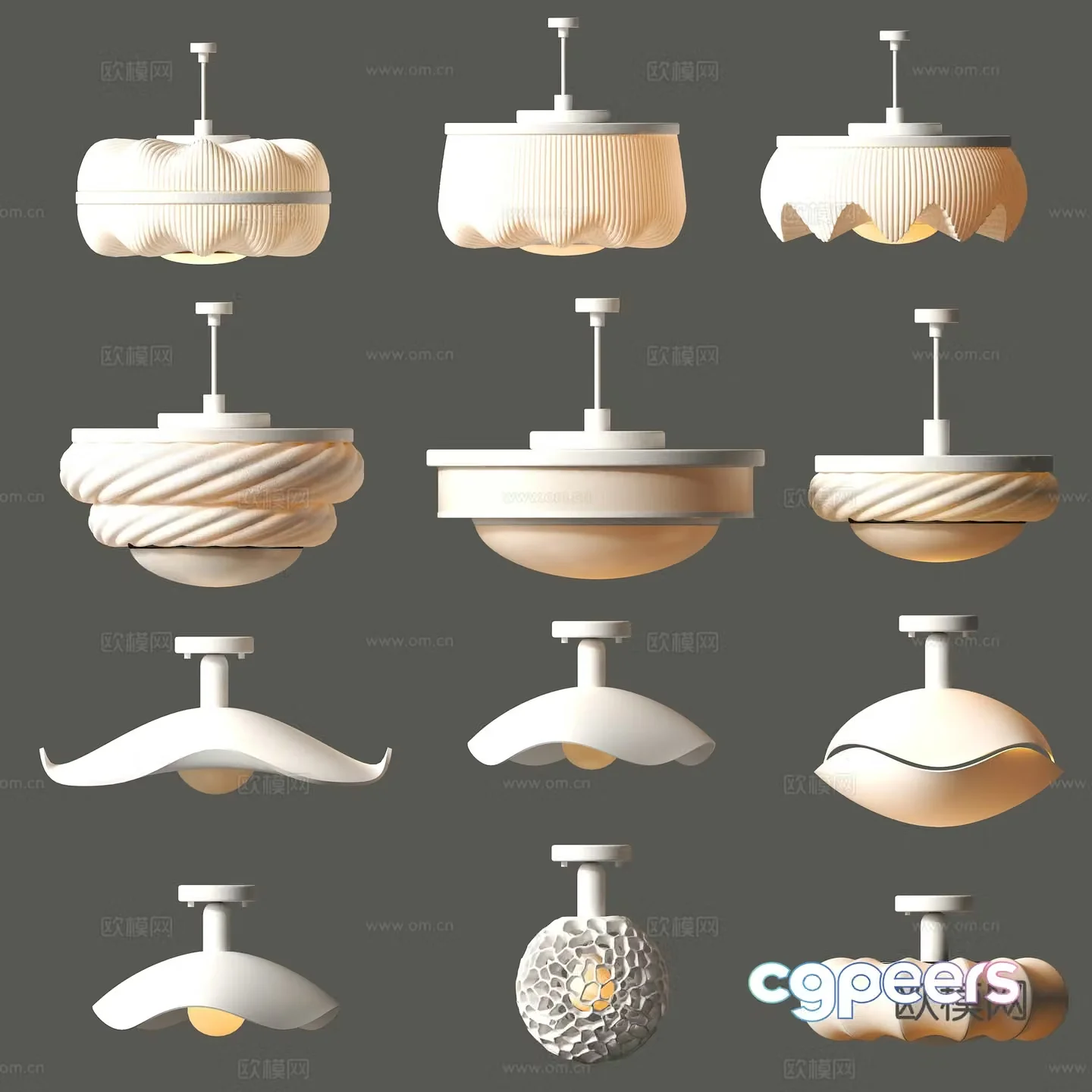 Modern Cream Style Chandelier 3d Model