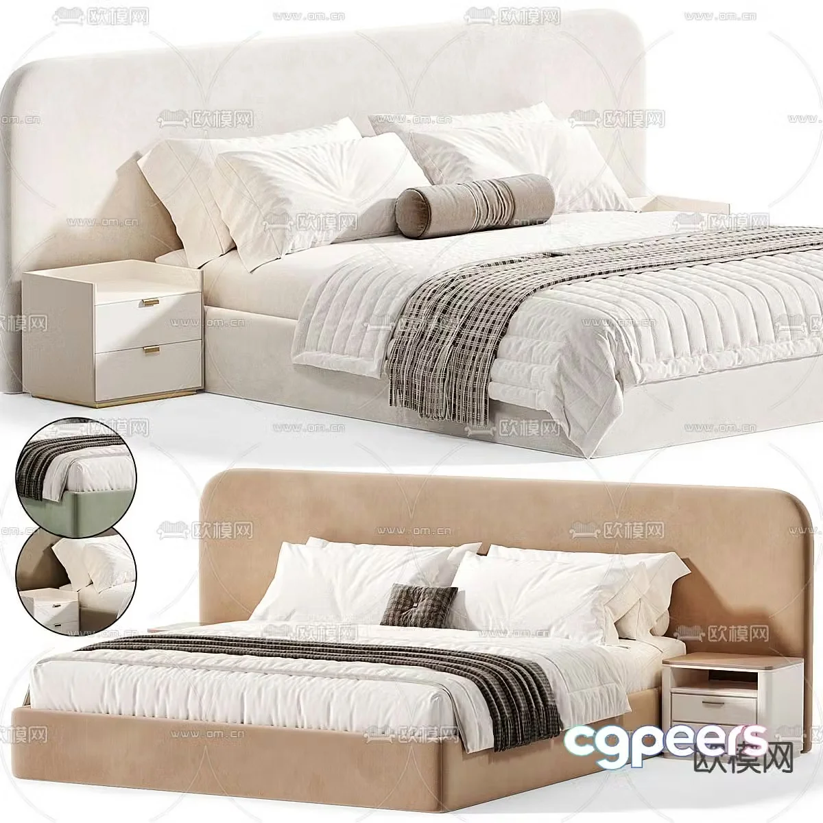 Modern double bed 3d model