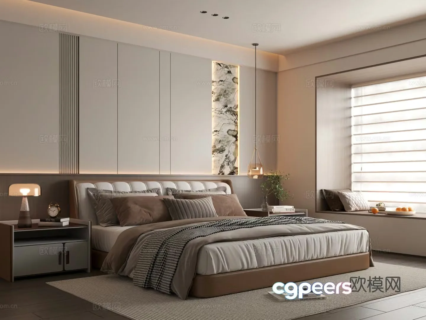 Modern bedroom Italian bedroom Bedroom Bedroom Bedroom Background Wall 3D Model