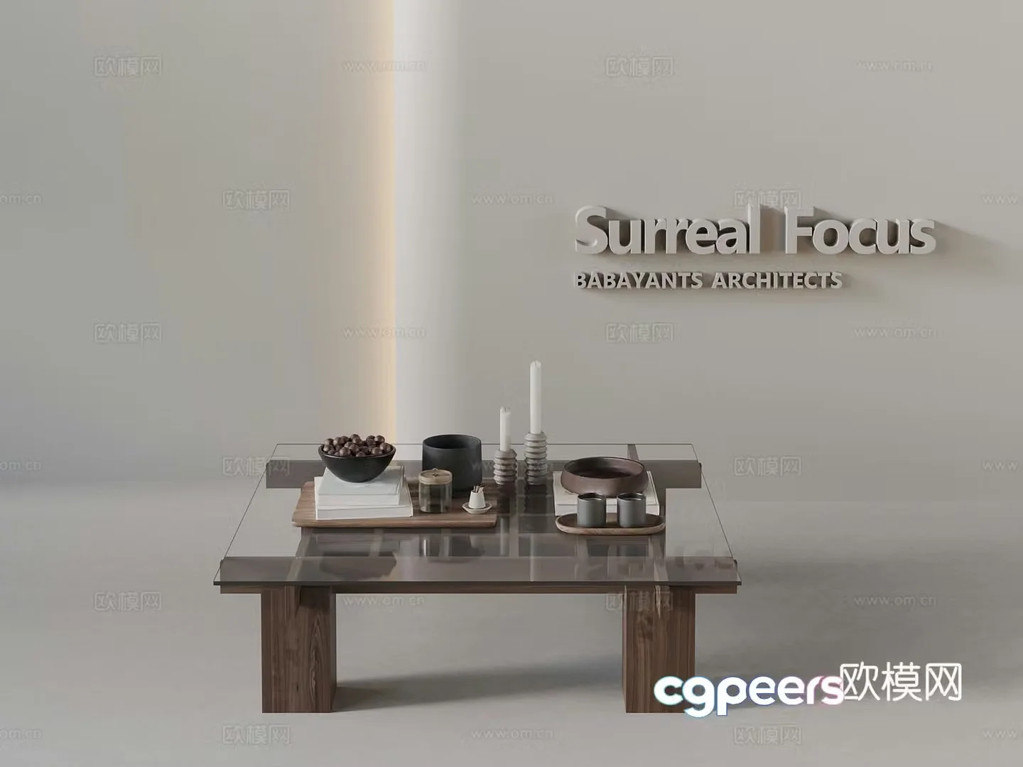 Middle-aged style tea table 3D model