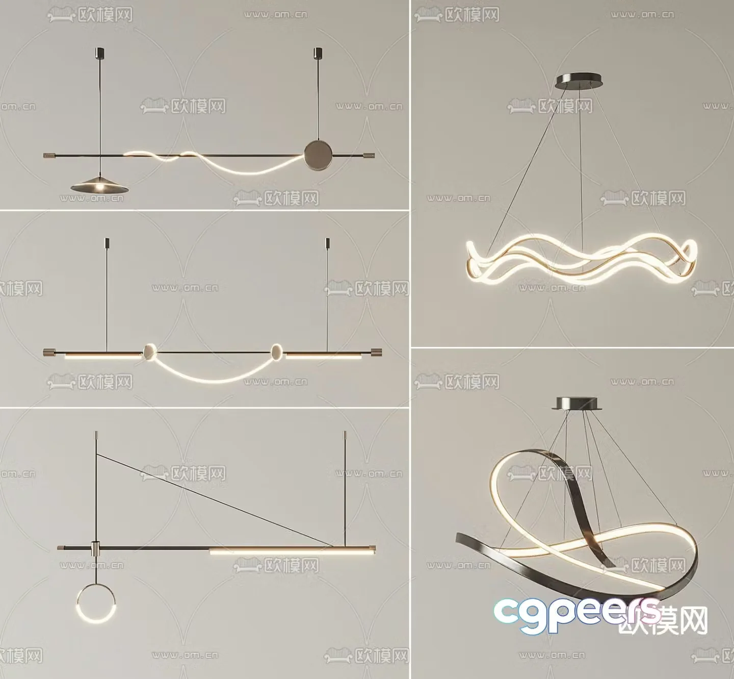 Long chandelier hall chandelier 3d model
