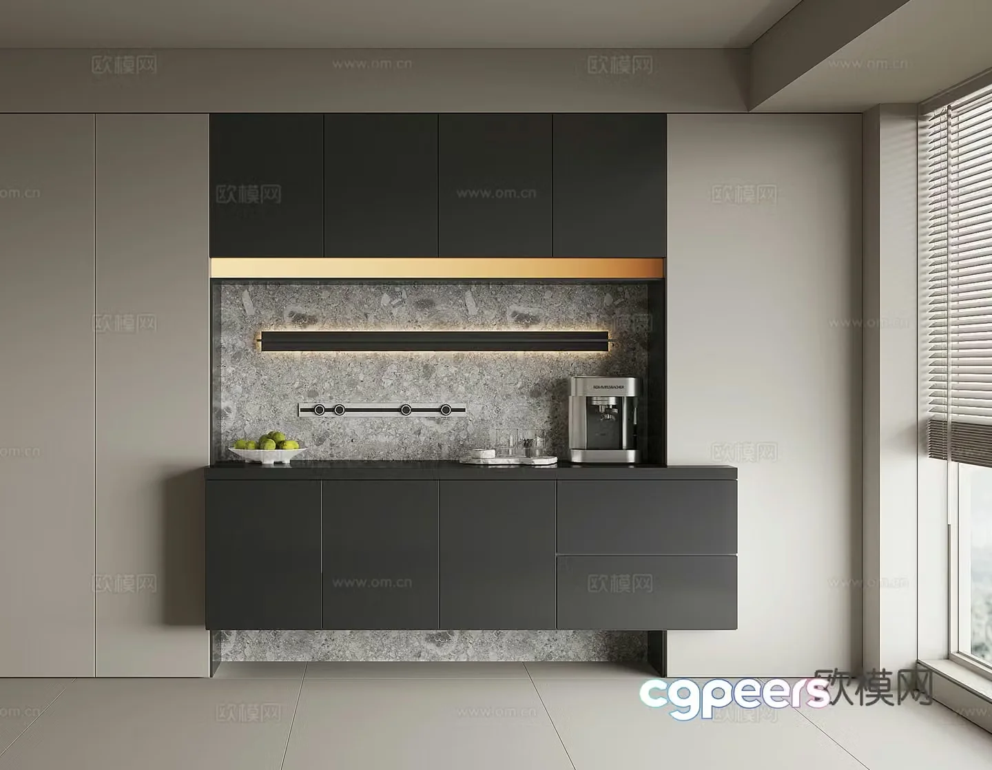 Modern wine cabinet sideboard 3D model