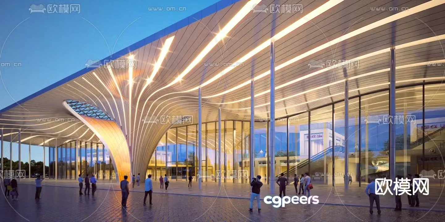 Modern leisure square building 3d model