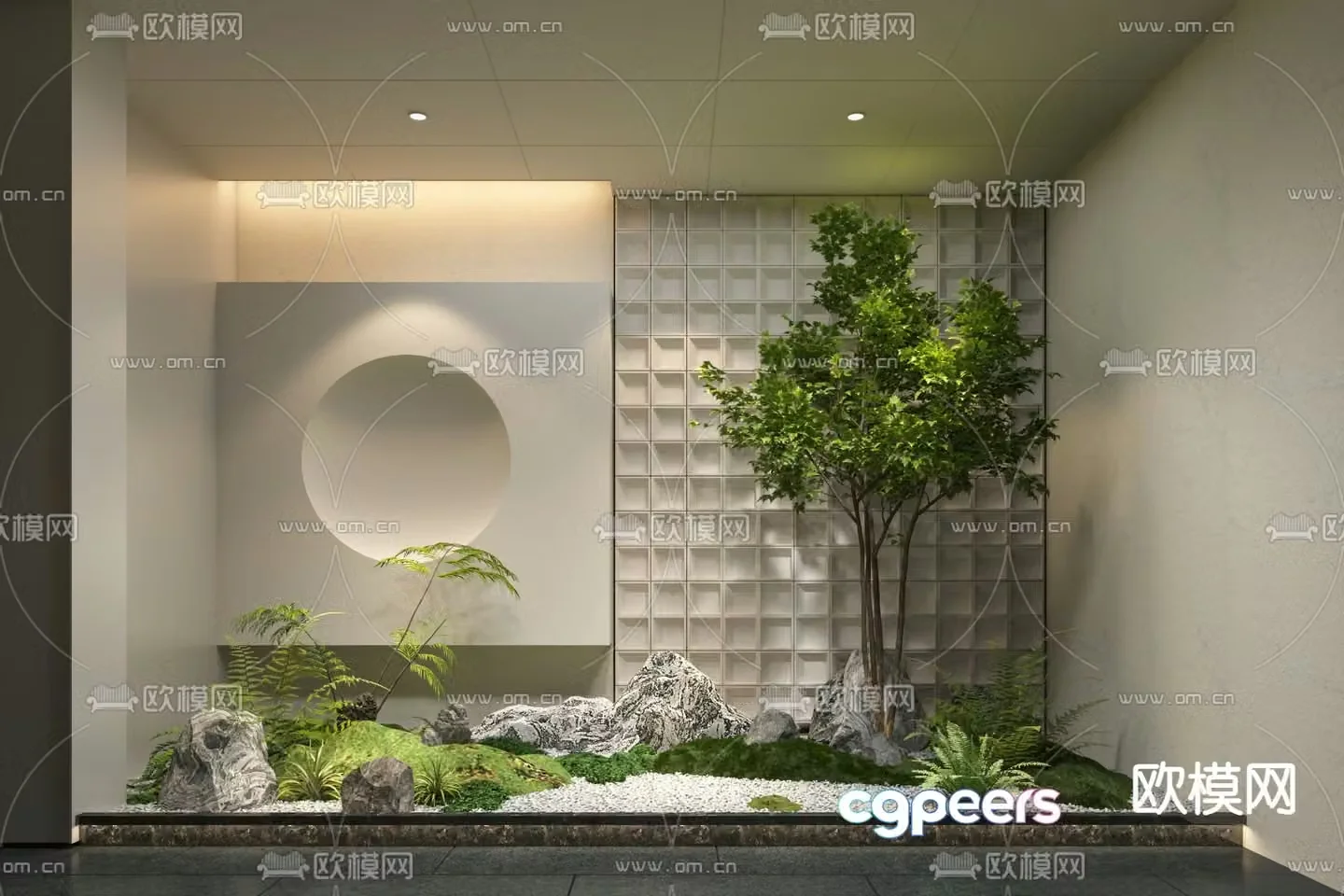 Modern potted plants indoor landscape 3d model