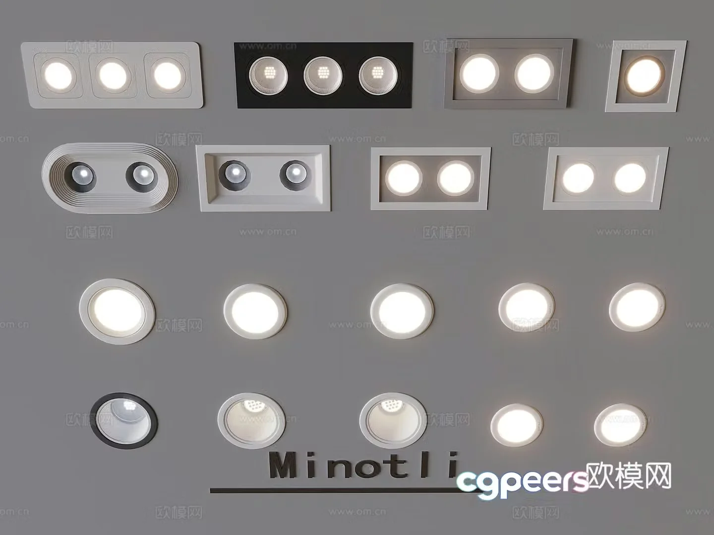 Grille downlight spotlight 3d model