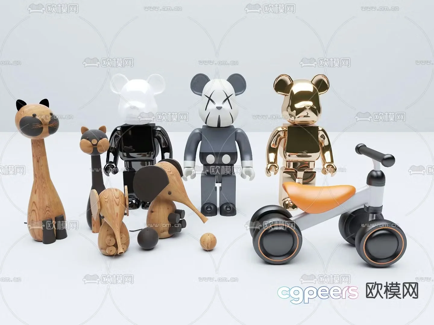 Violent bear balance car toy doll 3d model