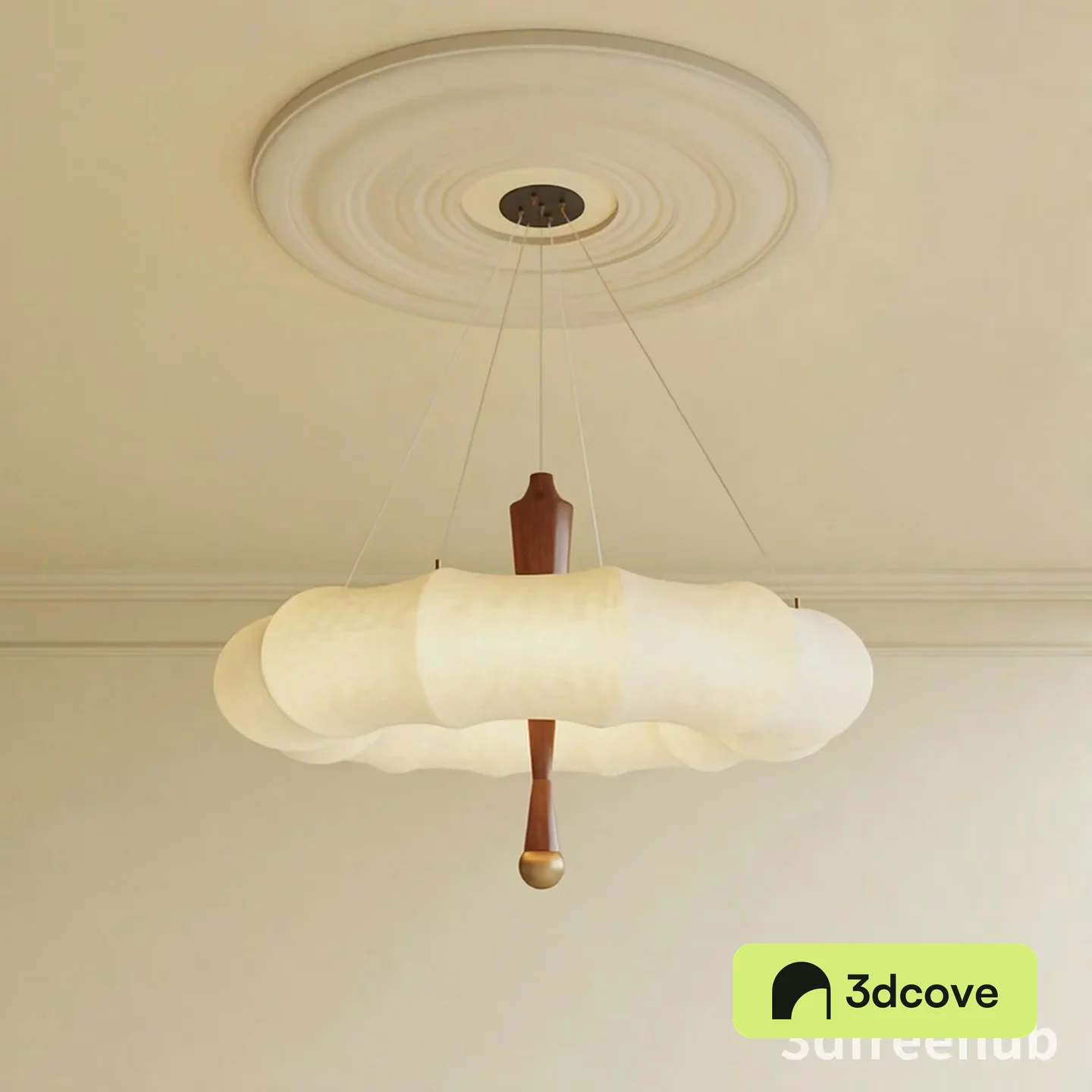 A Light Fixture With A Wooden Design