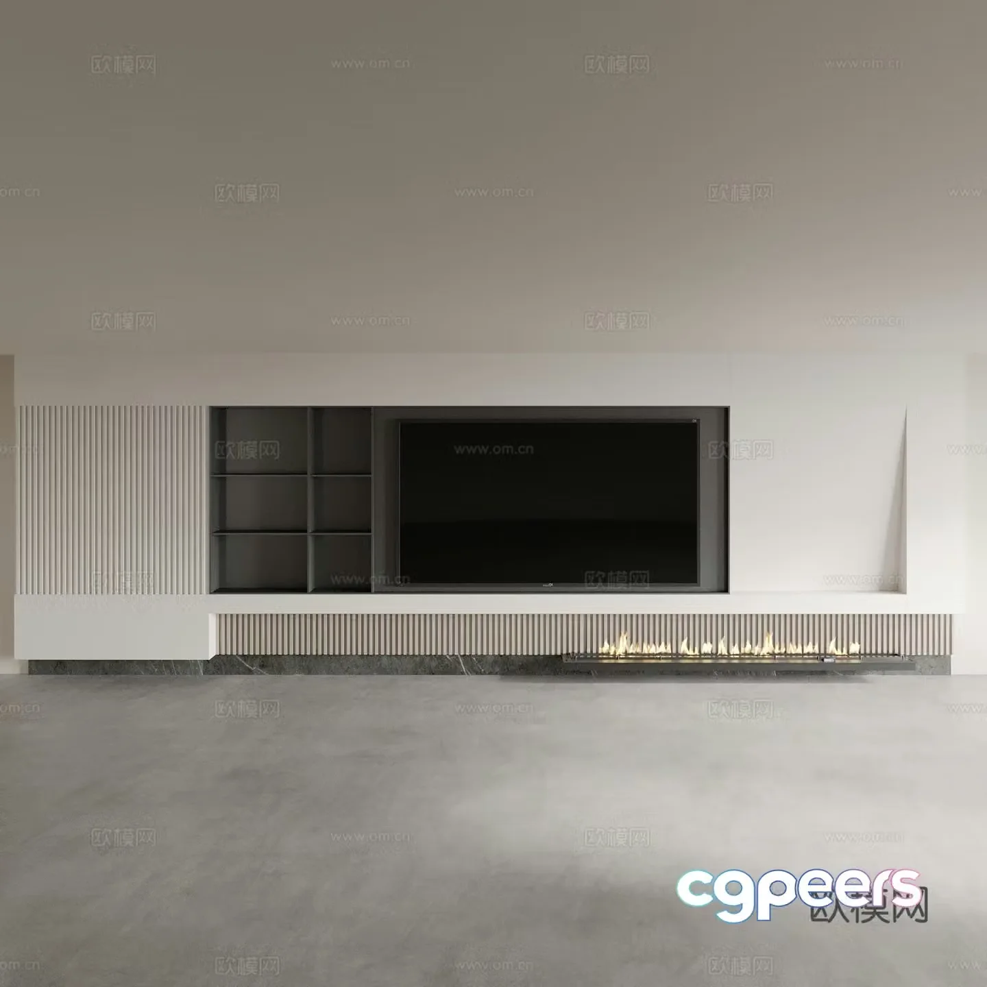 Modern integrated TV cabinet TV background wall 3D model