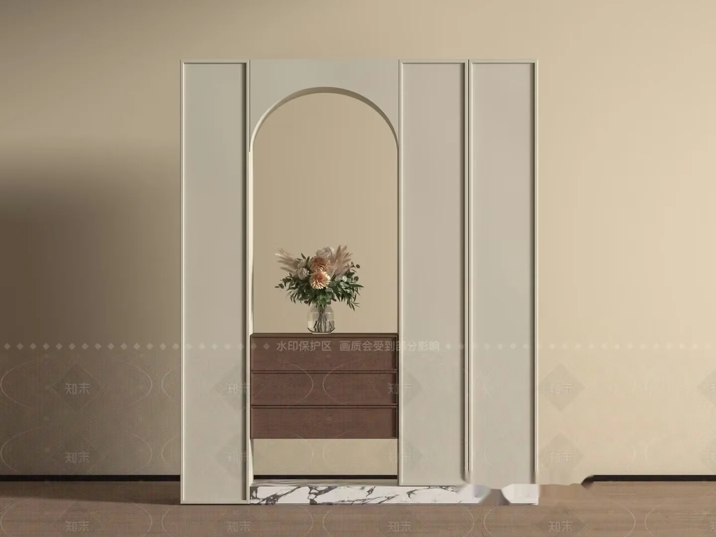 Modern Dresser With Mirror 3D Model – 20640 – VRAY Render