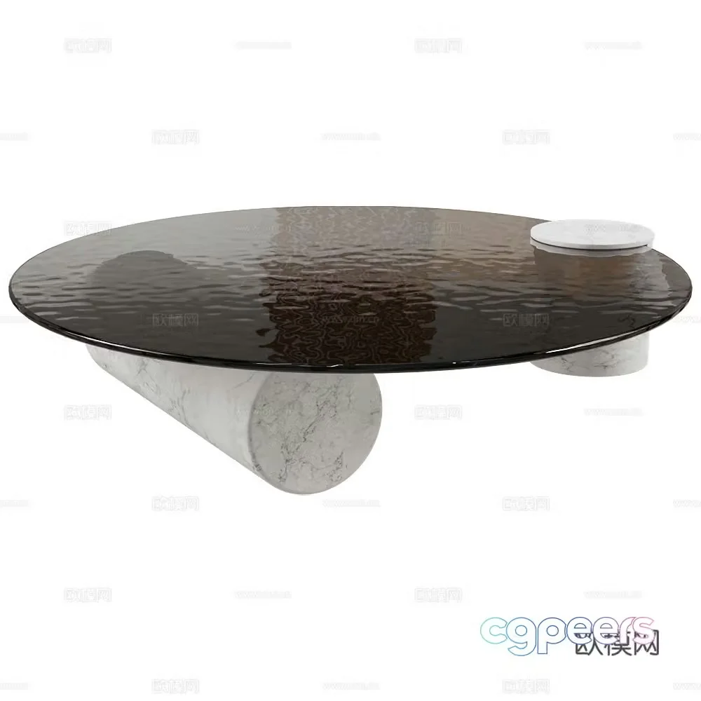 Baxter glass coffee table round coffee table 3d model