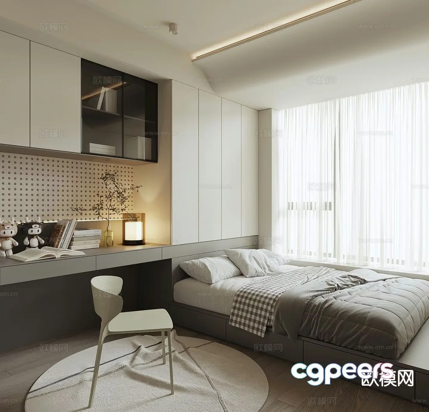 Modern tatami bedroom multifunctional room 3d model