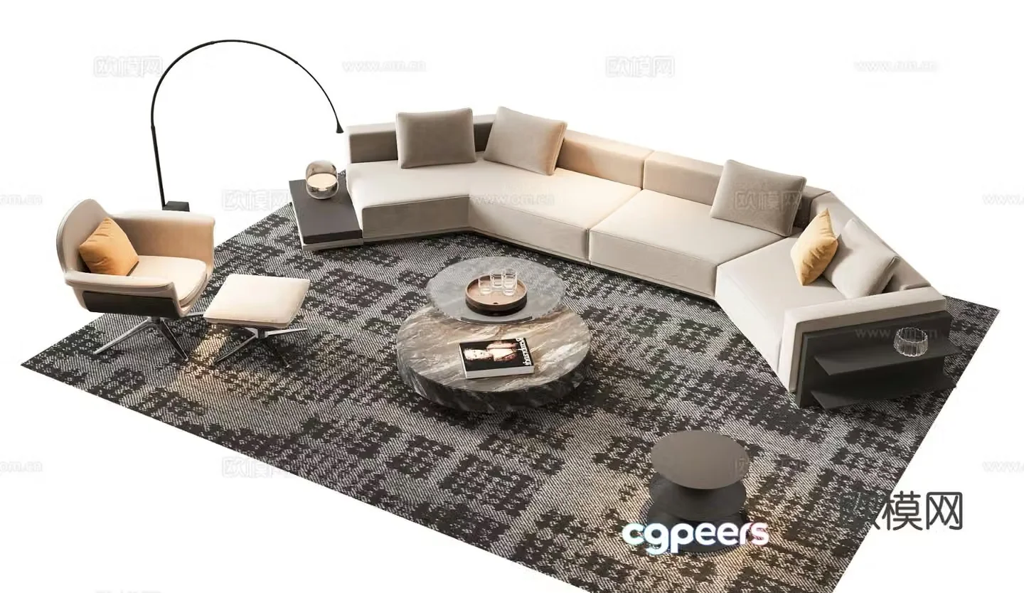 Modern sectional sofa 3d model