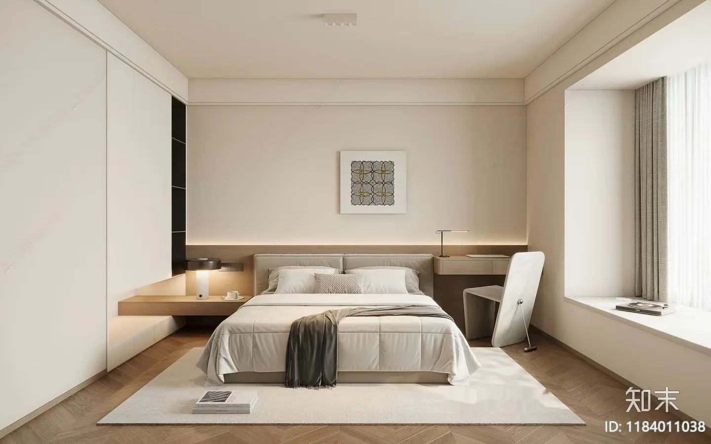 A Modern Bedroom 3D Model – 2322 – VRAY Render