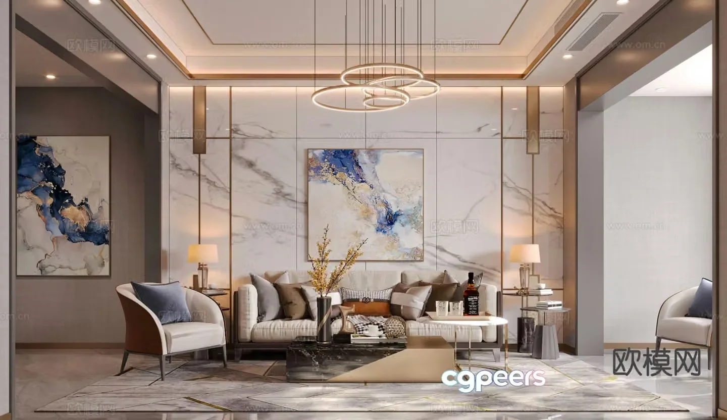 Light luxury living room 3D model