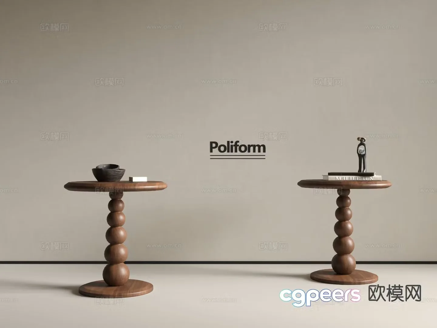 Medieval style side table corner table small coffee table 3D model