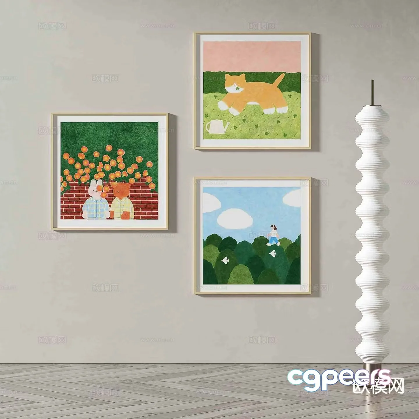 Art painting cartoon painting decorative painting 3d model