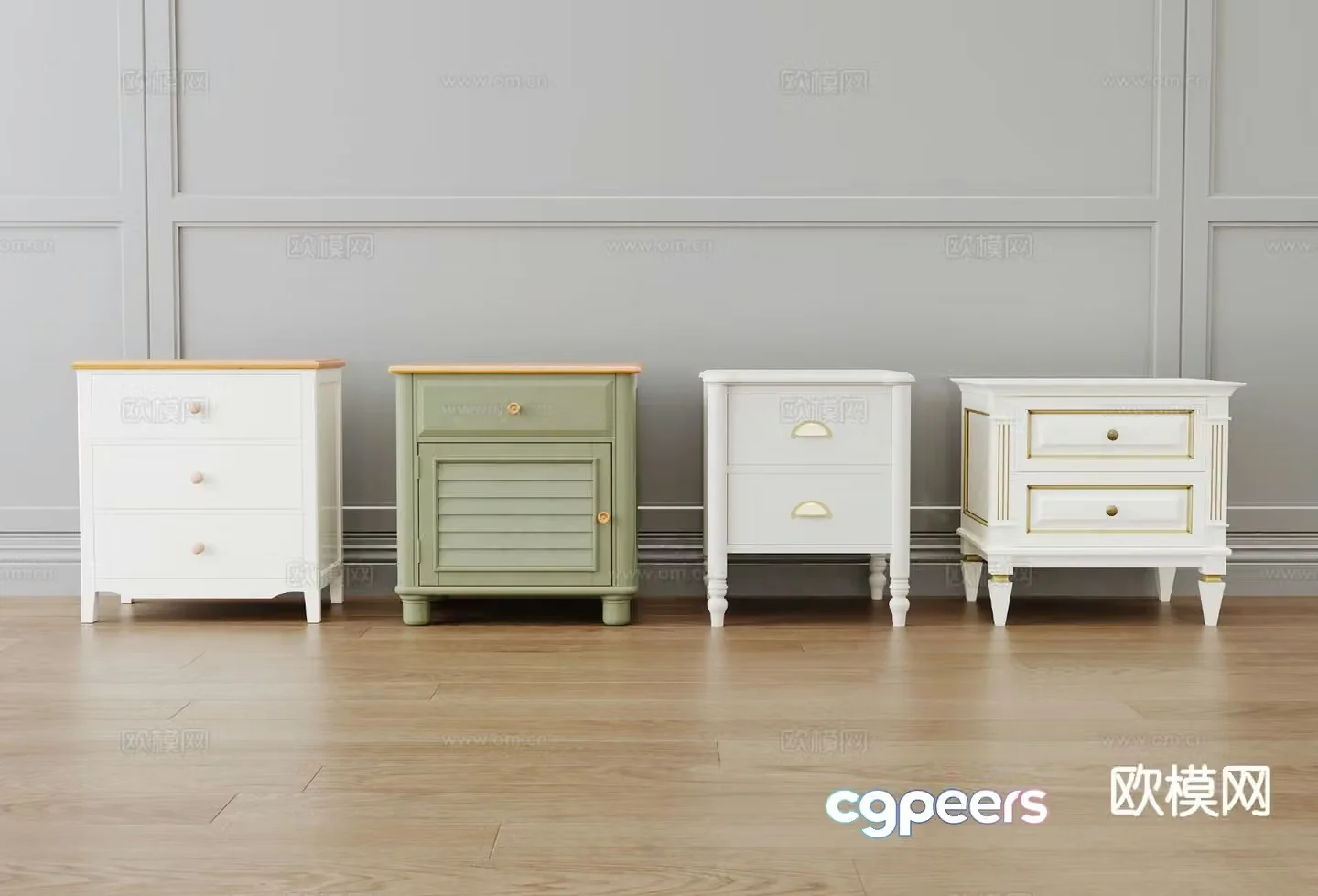 Simple European bedside table 3d model