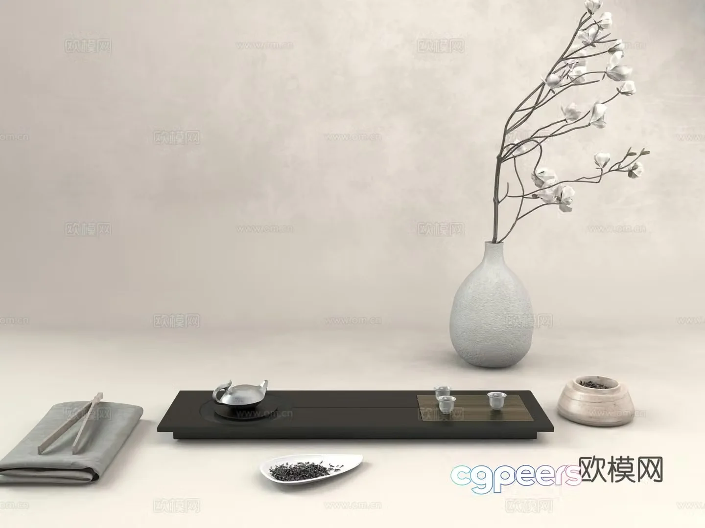 Modern tea tray 3d model
