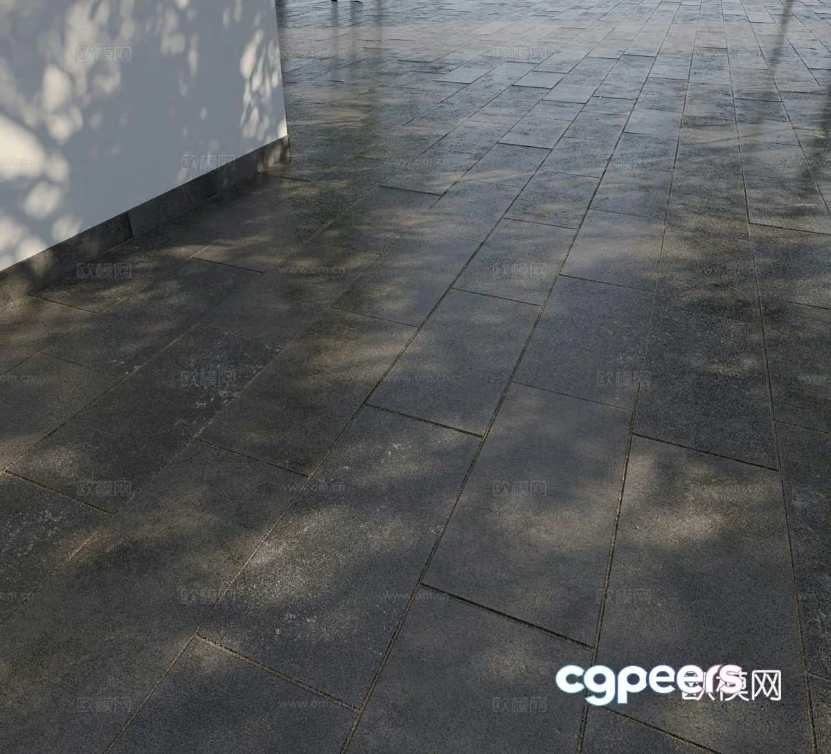 Three foreign seamless roads wet roads dry roads semi-wet roads sidewalks road 3D model