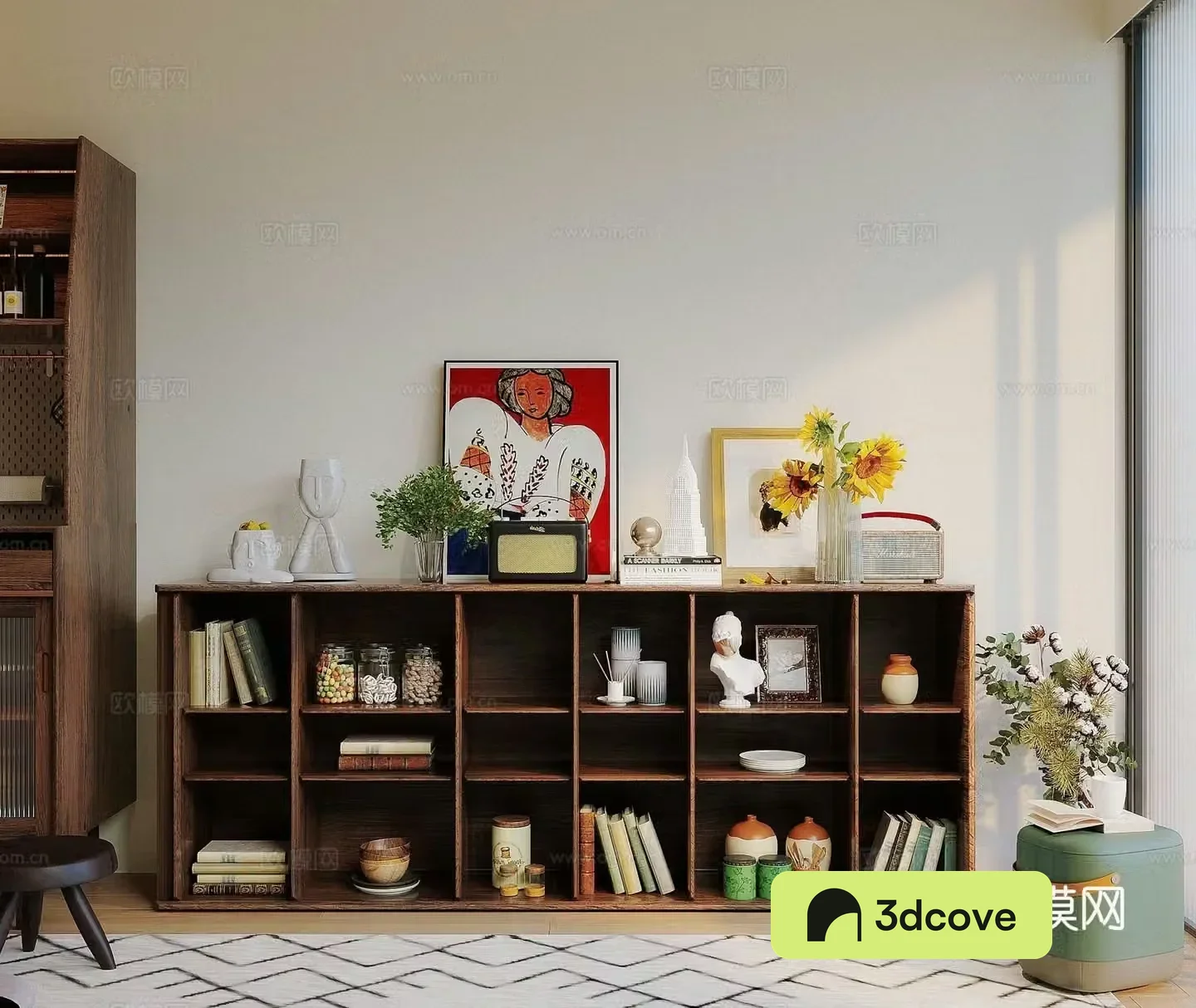 Medieval style sideboard low cabinet