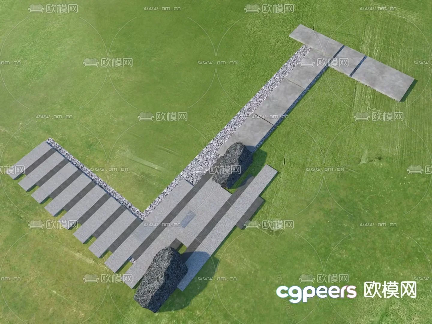 Garden Road Paving Tingbu Bluestone Slab 3D Model
