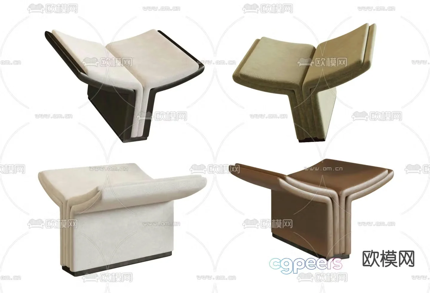Minotti stool low stool 3d model