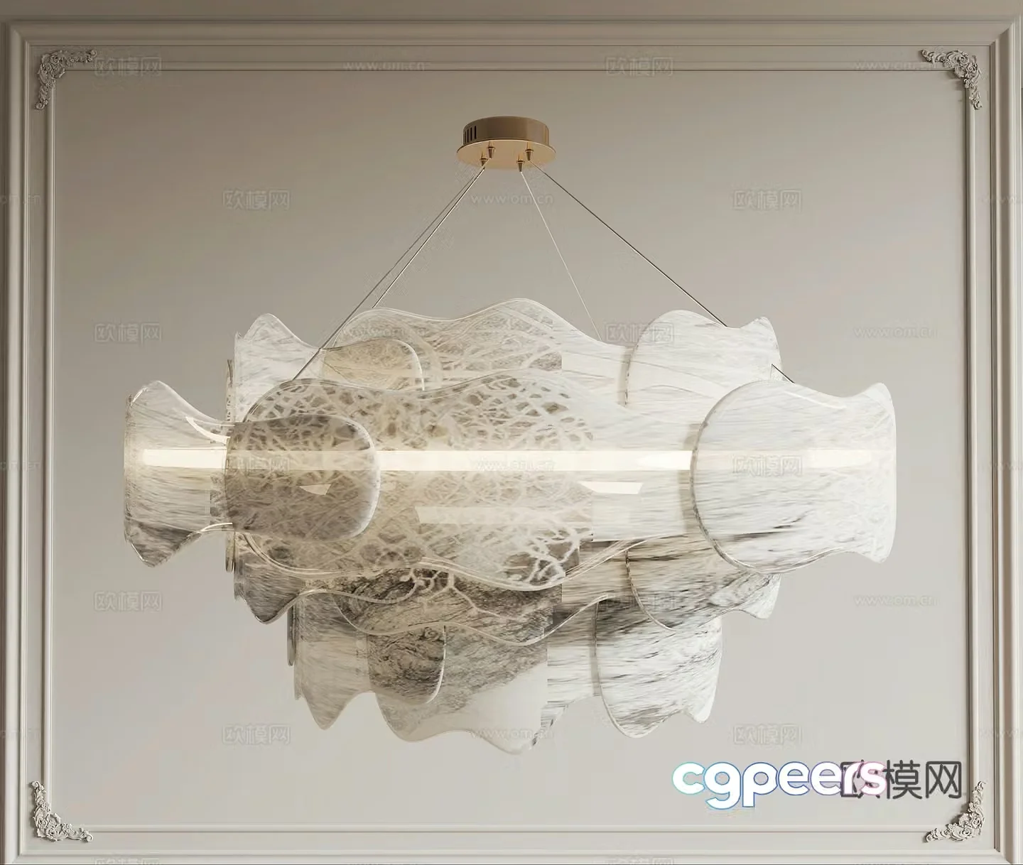 New Chinese style marble chandelier 3d model