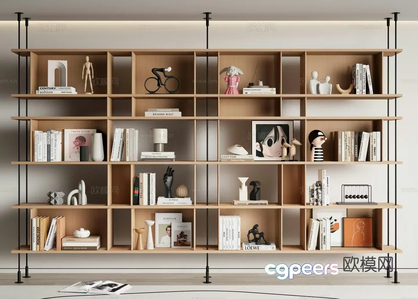 Modern bookshelf storage shelf decorative shelf 3d model