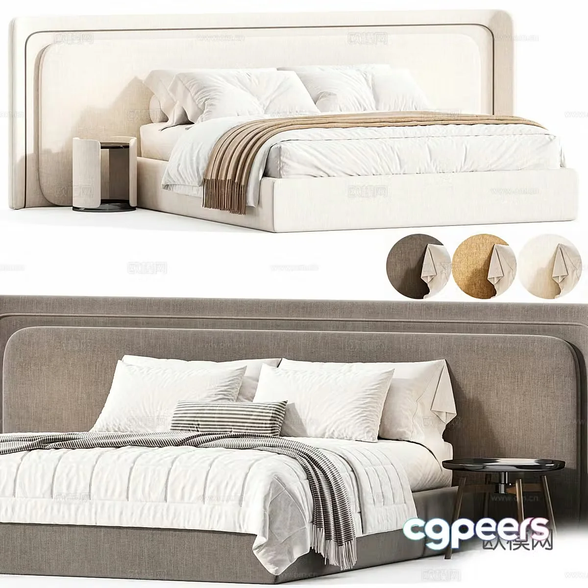 Modern Italian fabric double bed 3D model