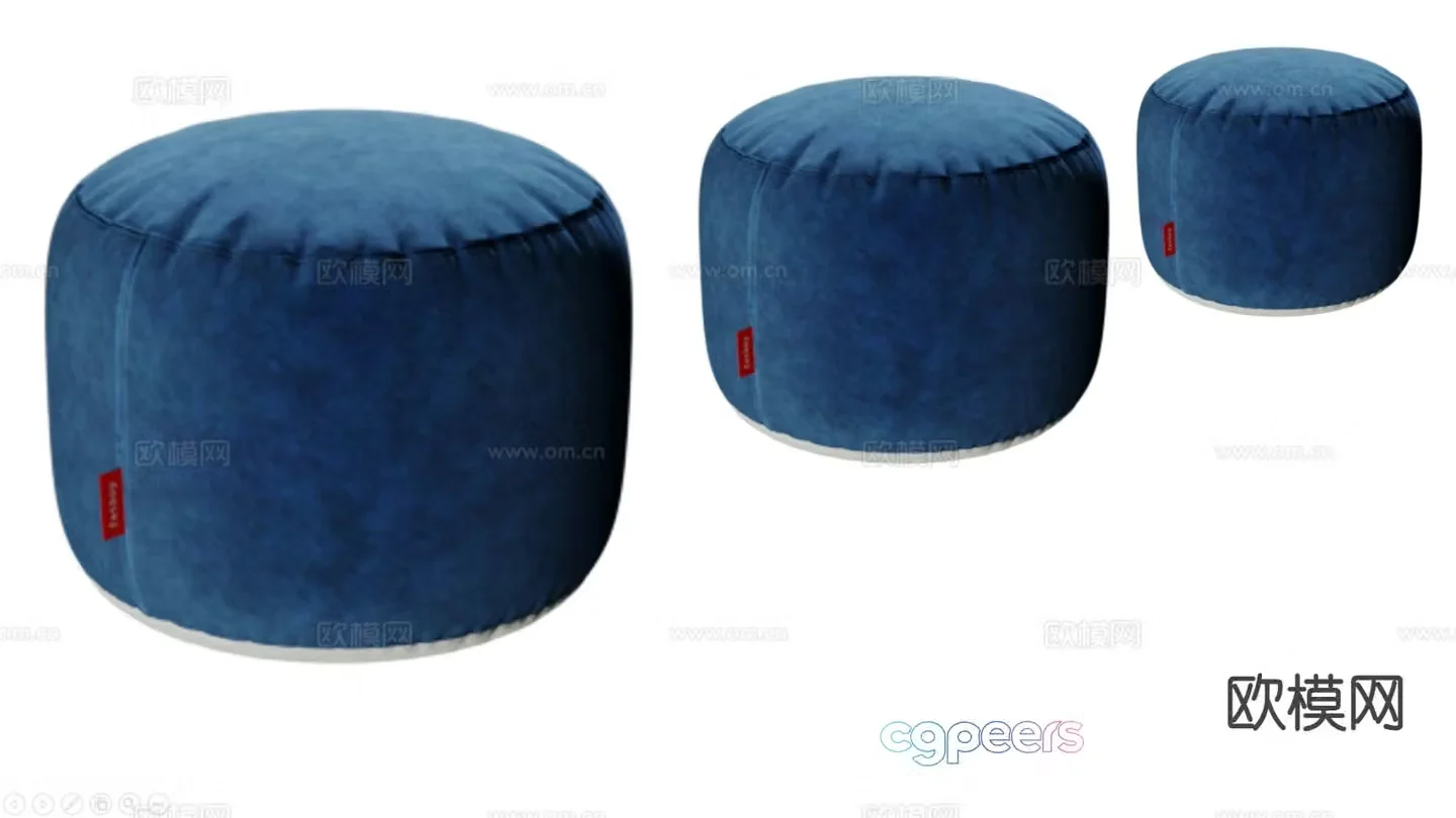 blue stool round stool sofa stool 3d model