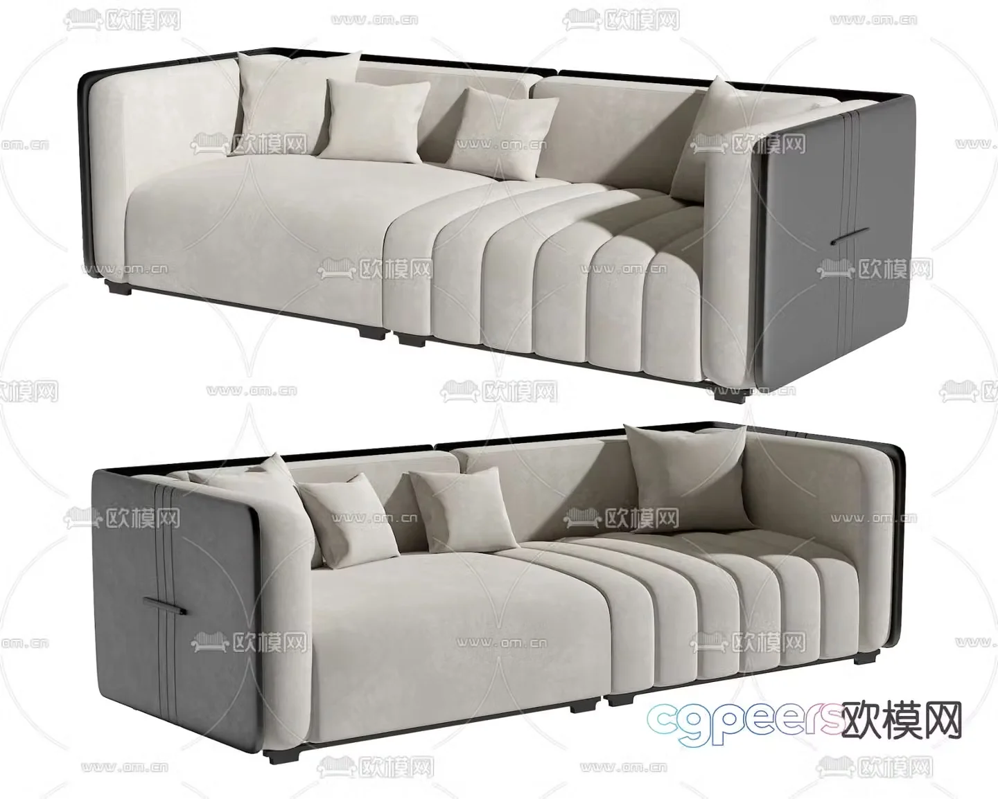 Fabric double sofa 3d model
