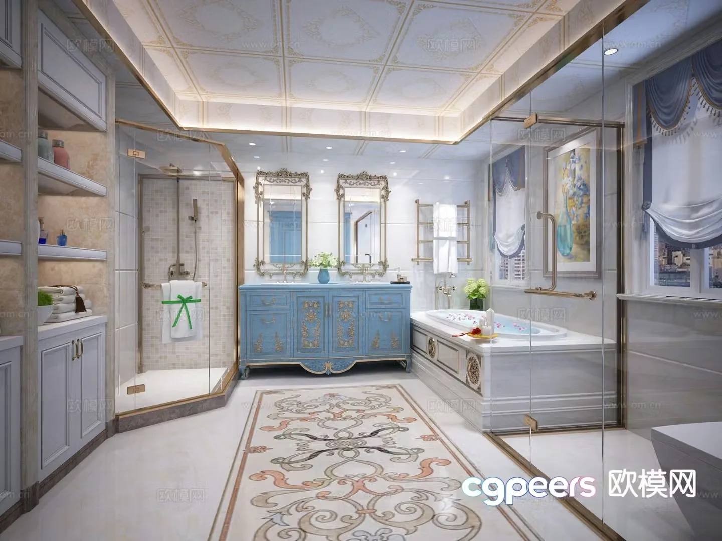 European style bathroom bathroom toilet 3d model