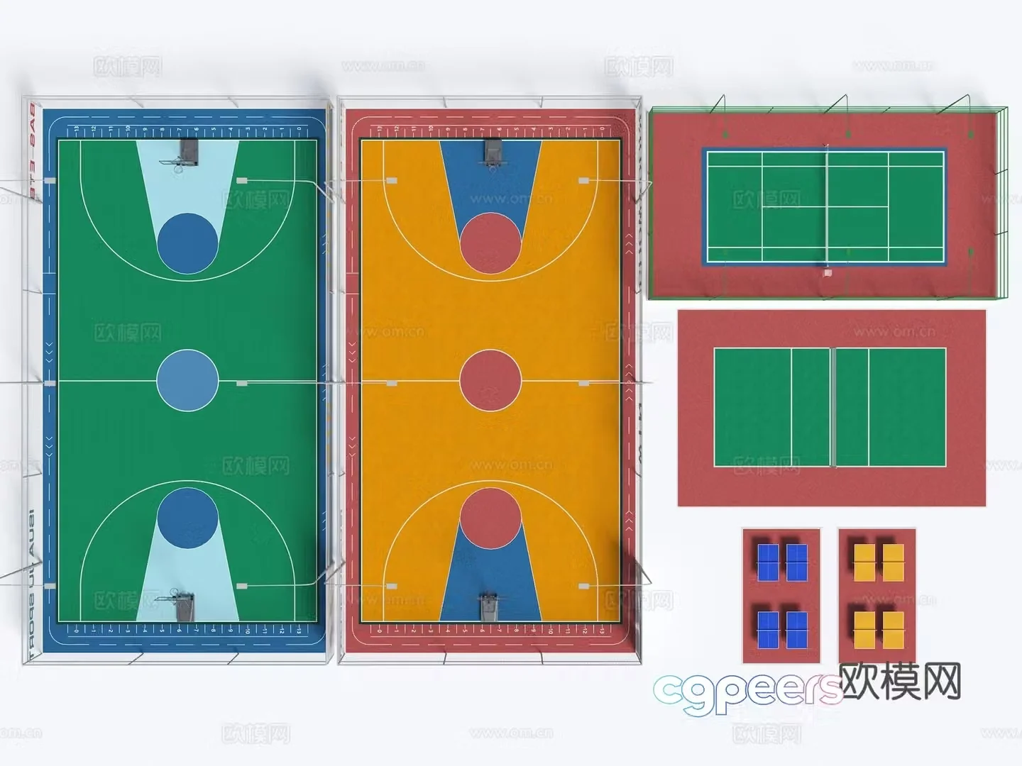 Modern Stadium Sports Stadium Basketball Stadium Badminton Stadium Playing Stadium Table Tennis Table Plastic 3D Model