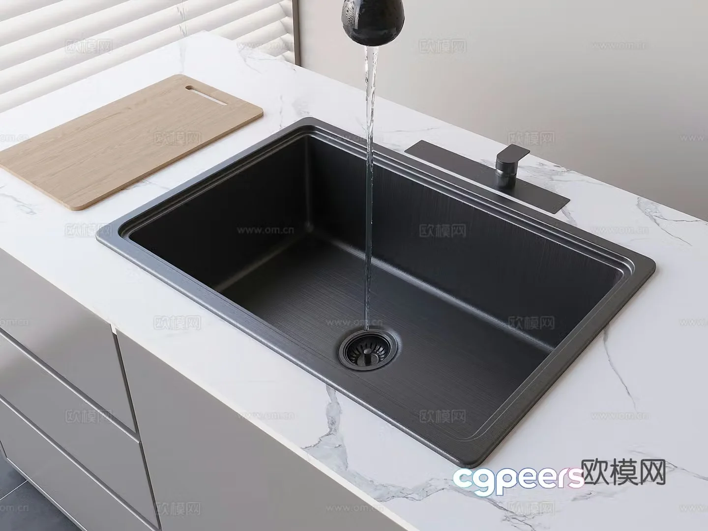 Single sink -laundering packet cutting board 3D model