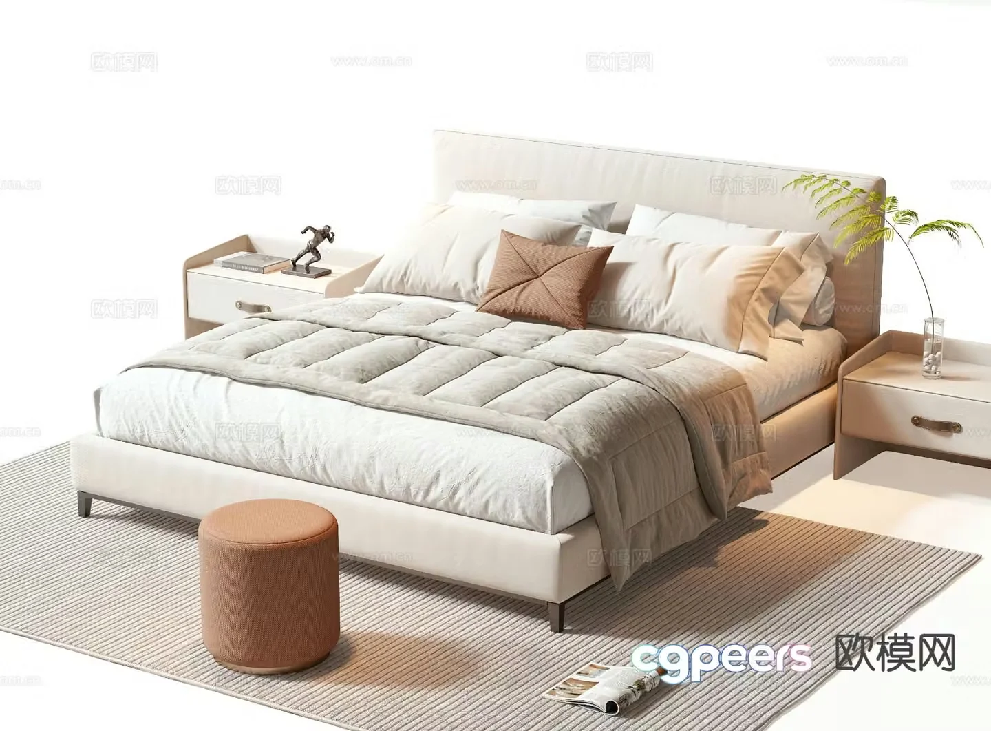 Modern double bed 3d model