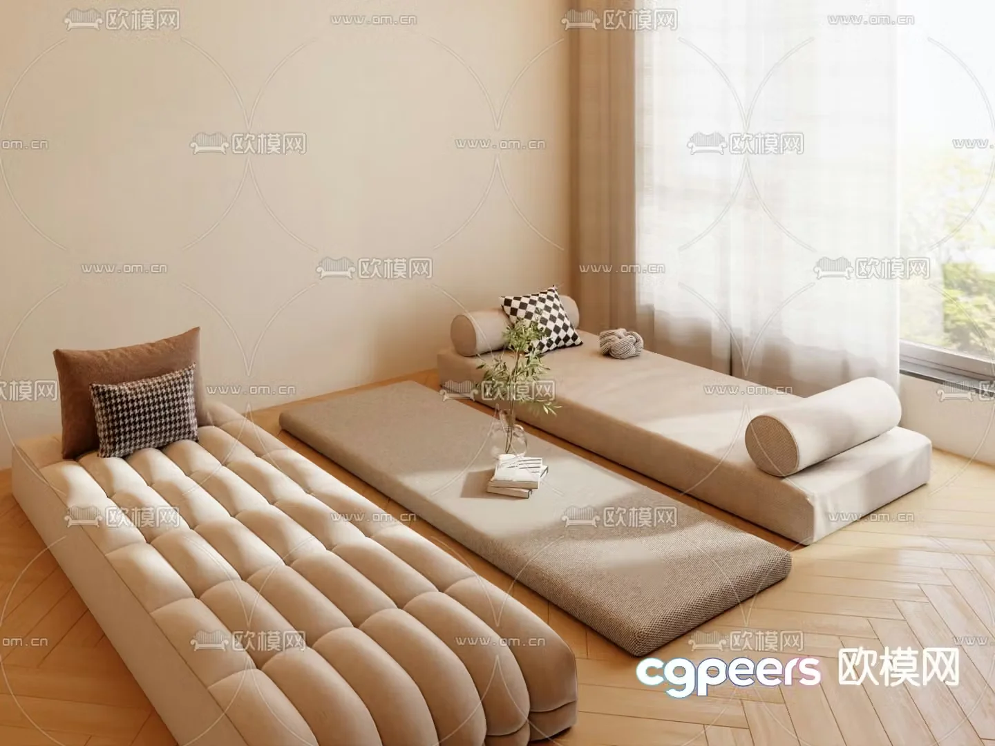 Cushion bay window cushion 3d model